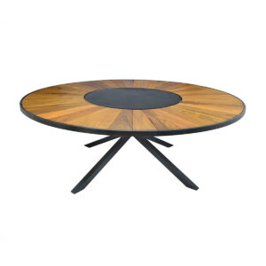 Mesa Estrela com Tampo de Madeira Cumarú e Centro Giratório